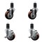 Service Caster 3.5'' SS Maroon Poly Wheel Swivel 1-5/8'' Expanding Stem Caster Set 2 Brakes, 4PK SCC-SSEX20S3514-PPUB-MRN-2-TLB-2-158 - alternate 1